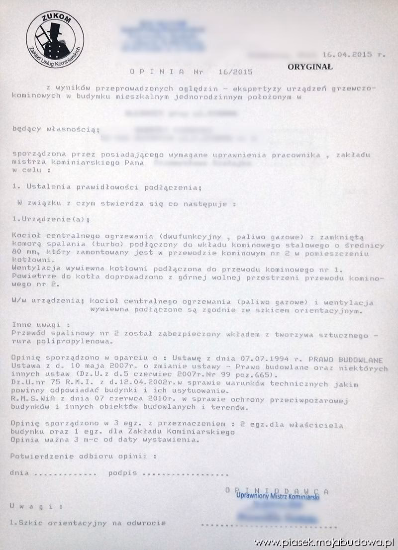 Czy piec gazowy wymaga opinii kominiarskiej?