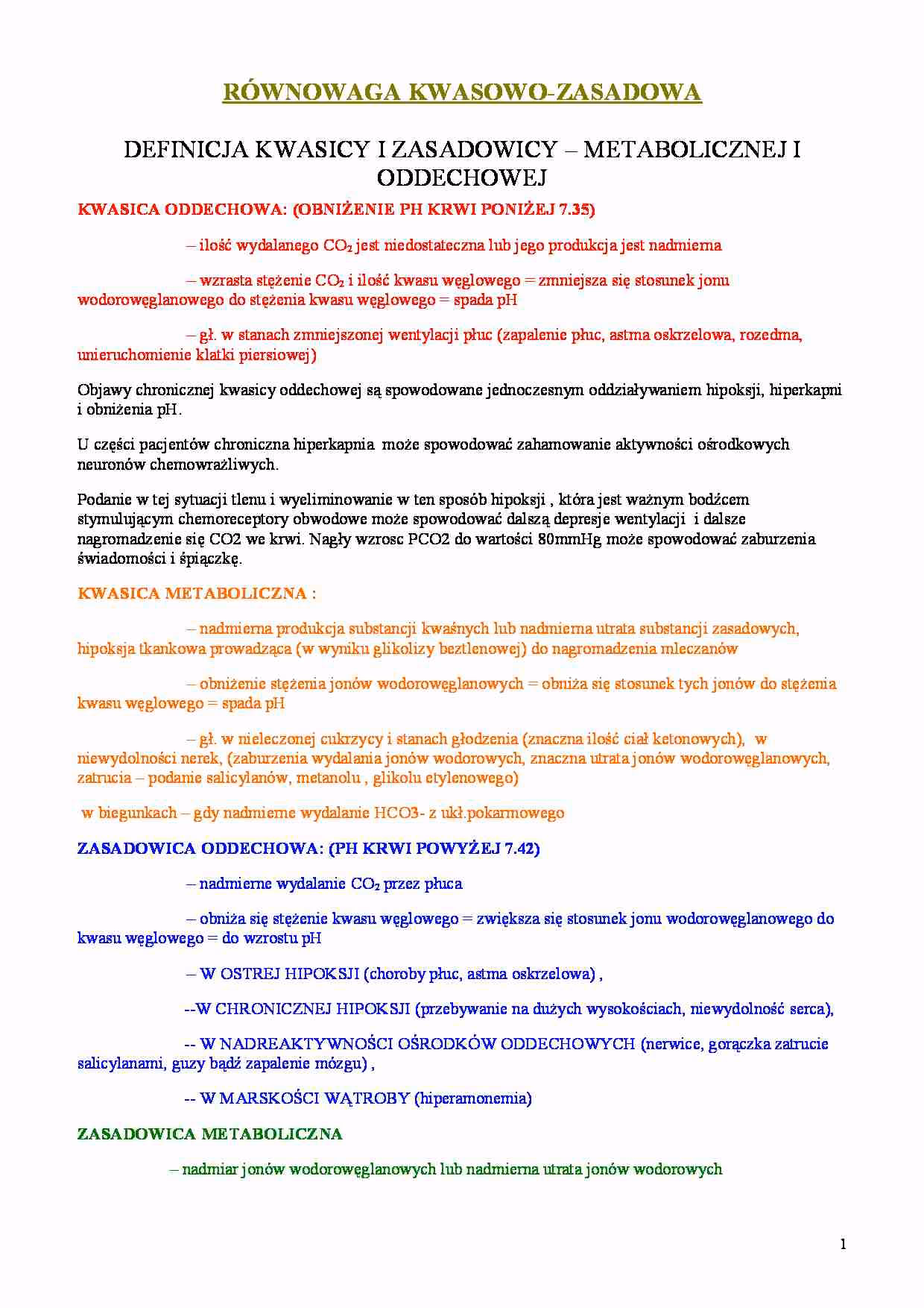 Co powoduje zaburzenie równowagi kwasowo-zasadowej w układzie oddechowym?